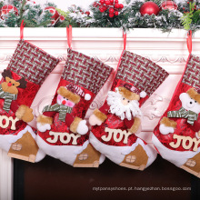 Christmas Lint Bordado Bordado de Christmas Presentes Letra Hanging Bag Papai Noel Snowman Snowman Christmas Socks Pingente